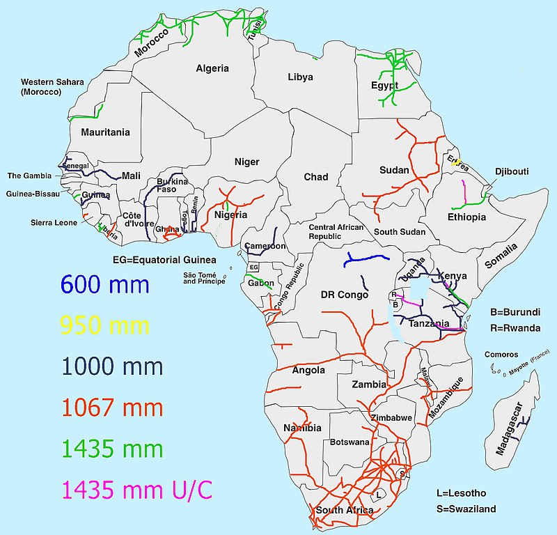 Mapa kolejowa Afryki