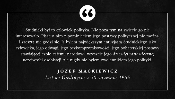 Józef Mackiewicz o Władysławie Studnickim, 