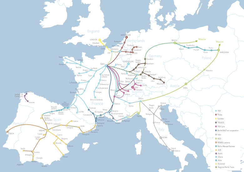 Trasy kolei expresowej w Europie