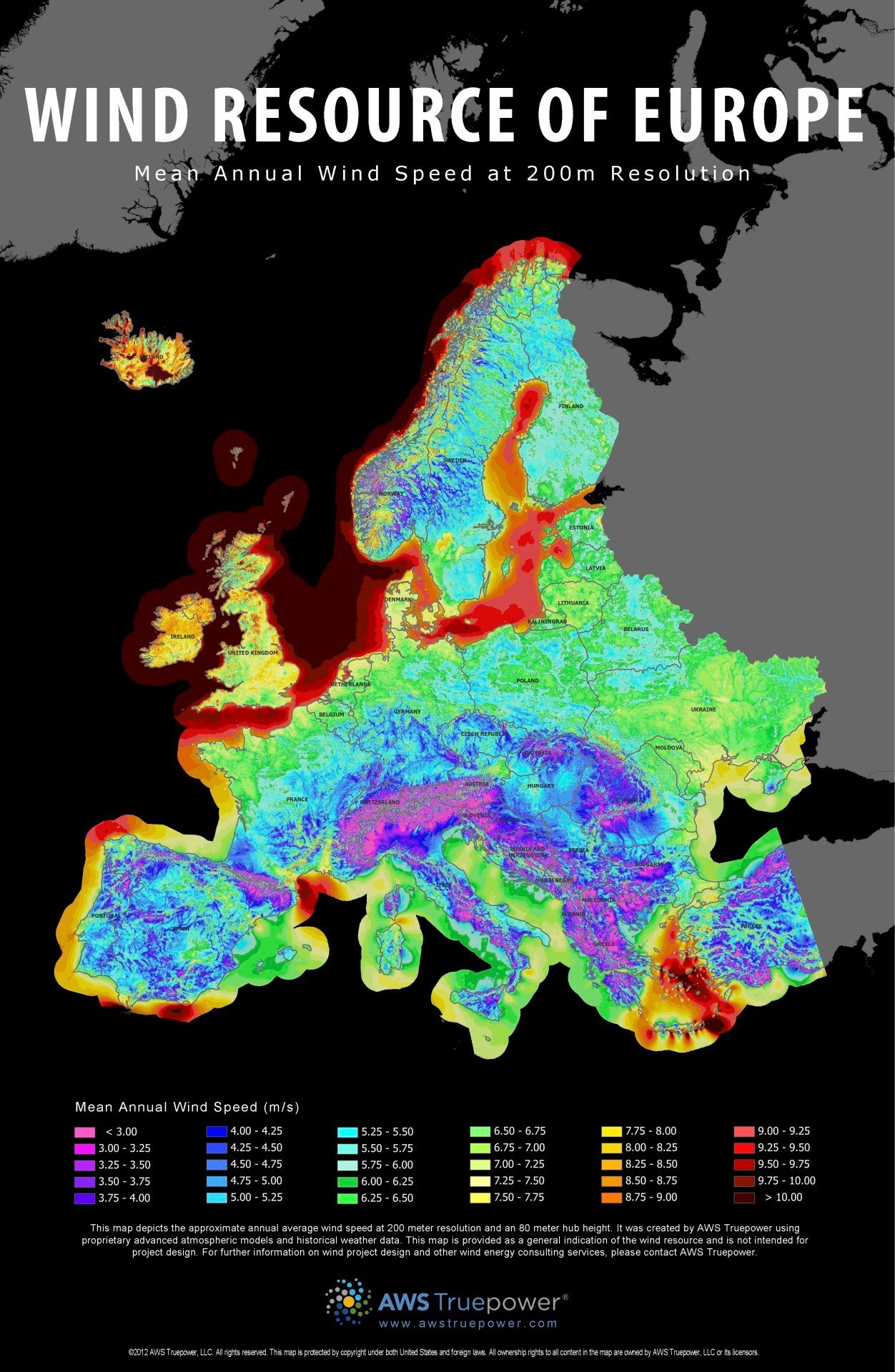 Mapa potencjału energetyki wiatrowej w Europie (gdzie wieje najbardziej)