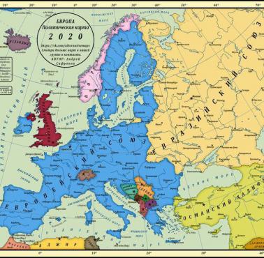 Geopolityczna mapa Europy według Rosjan, 2020