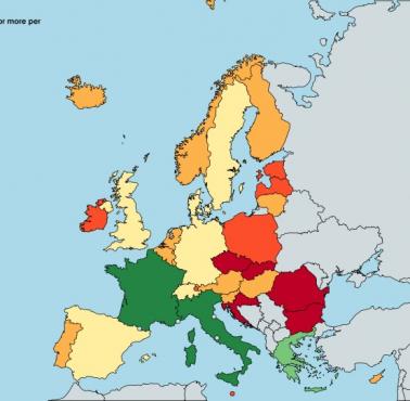 Największa liczba osób powyżej 100 na 100 tys. mieszkańców