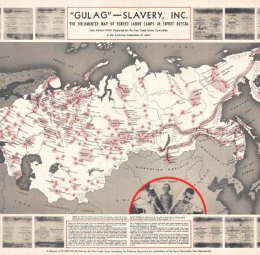 Mapa sowieckich rosyjskich gułagów, 1951