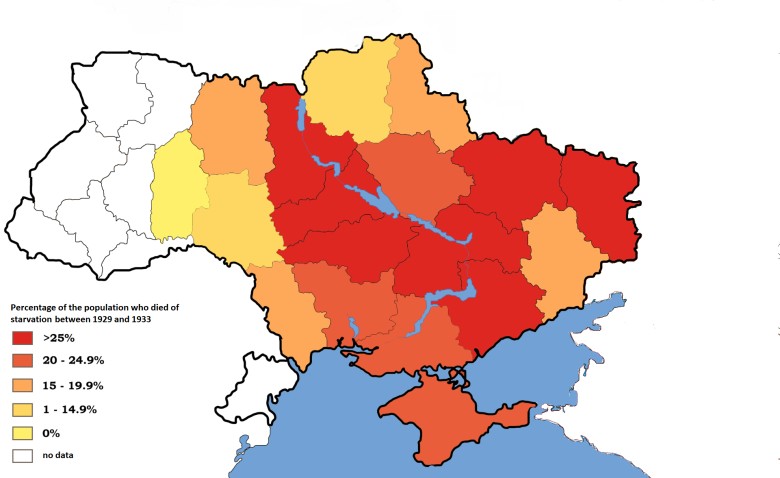 Głód na Ukrainie w latach 1929–1933 (liczba ofiar śmiertelnych od 4 do 5 milionów osób)