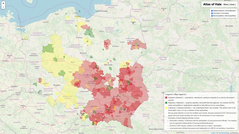 Rzekome strefy wolne od propagandy LGBTQ w Polsce, stan na 2019
