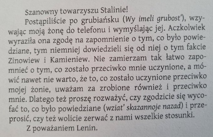 W Dzień Kobiet list Lenina do Stalina z 5 marca 1923 r., napisany po tym, jak Lenin dowiedział się, że Stalin w rozmowie ...