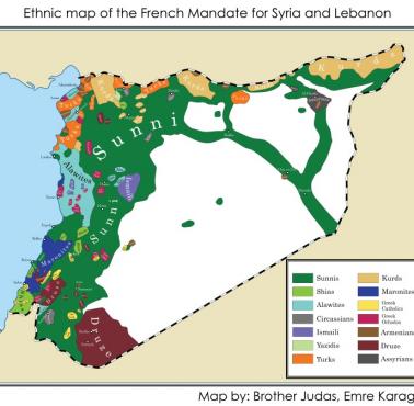 Etniczno-religijna mapa mandatu francuskiego w Syrii z 1935