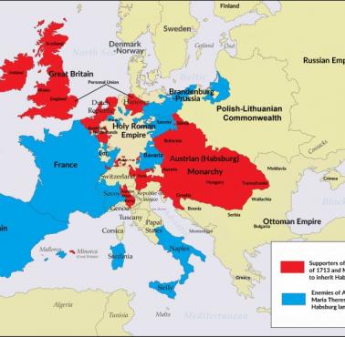 Sojusze w Europie w 1740 roku