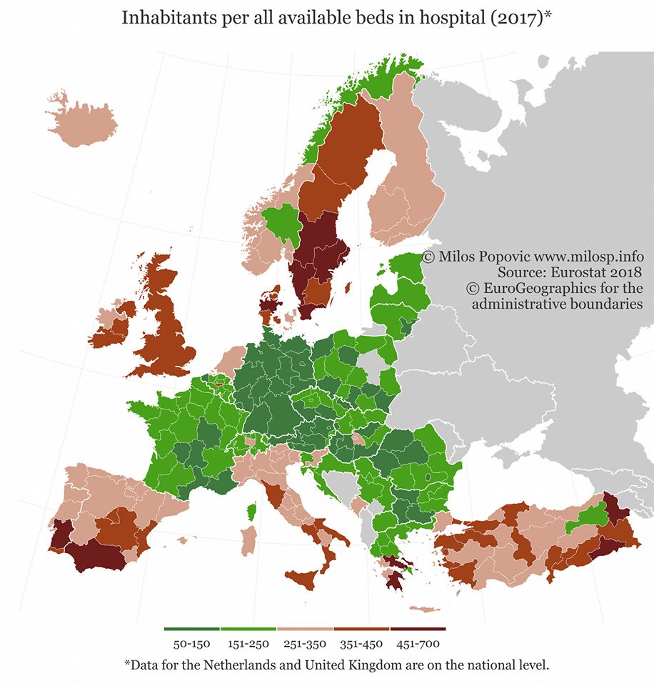 Mieszkańcy na wszystkie dostępne łóżka w szpitalu (2017) - Europa