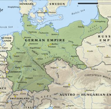 Mapa Cesarstwa Niemieckiego (II Rzeszy) z 1914 roku