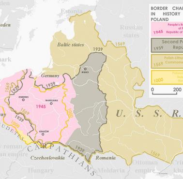 Zmiany terytorialne Polski od 1000 do 1945