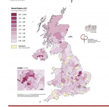 Polacy w Wielkie Brytanii, główn obszary emigracji, 2011