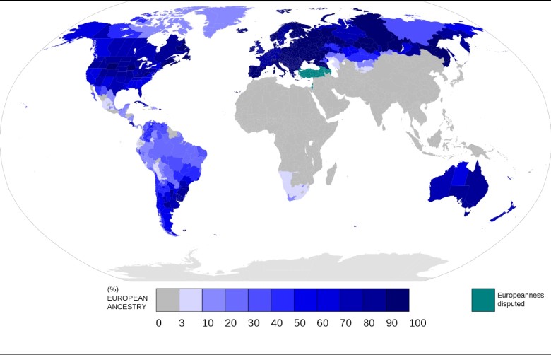 Obszary osadnictwa europejskiego, źródło Wikipedia