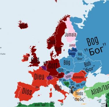 Słowo "Bóg" we wszystkich językach europejskich