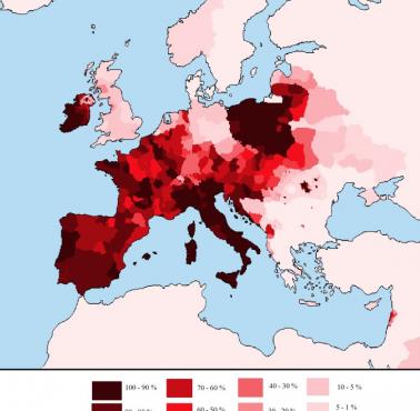 Katolicy w Europie, 2020 (na podstawie PEW, Catholic Hierarchy.org i Annuario Pontificio)