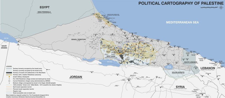 Szczegółowa mapa Izraela i Palestyny