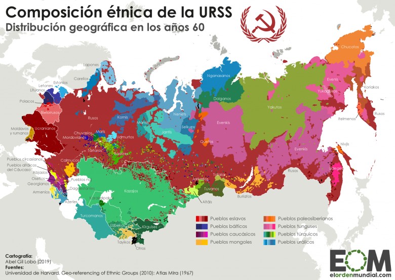 Mapa etniczna ZSRR, 1967