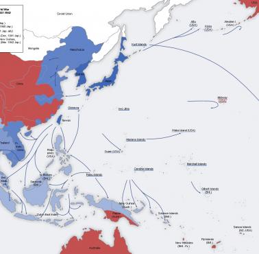 Postępy wojsk japońskich od 1937 roku do połowy 1942 roku