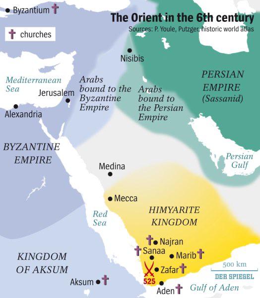 Półwysep Arabski przed islamem w VI wieku, ok. 630 r.