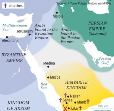 Półwysep Arabski przed islamem w VI wieku, ok. 630 r.
