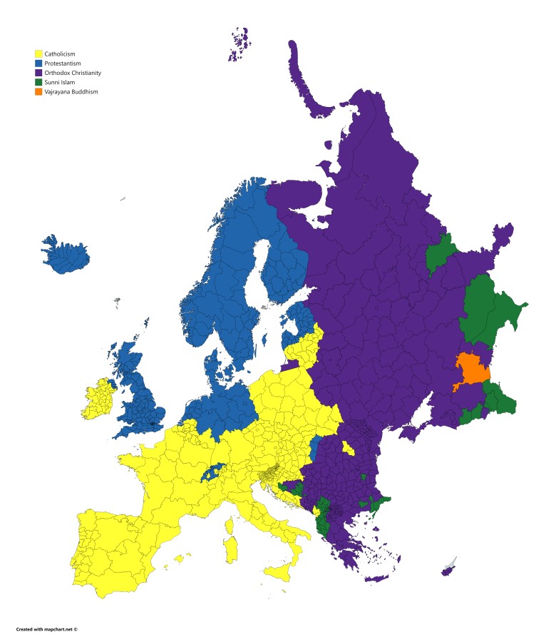 Dominujące religie w Europie