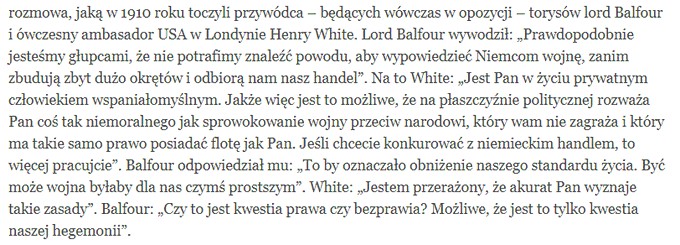 Rozmowa amerykańskiego dyplomaty Henry'ego White'a z premierem Wielkiej Brytanii lordem Arthurem Balfourdem, 1910