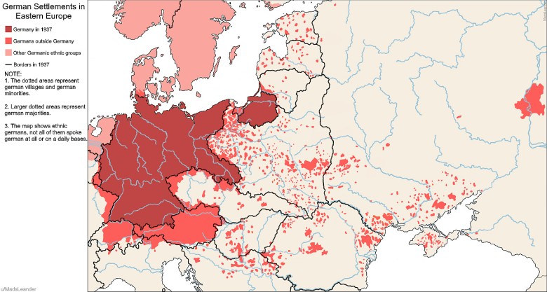 Zasięg niemieckiego osadnictwa w 1937 roku