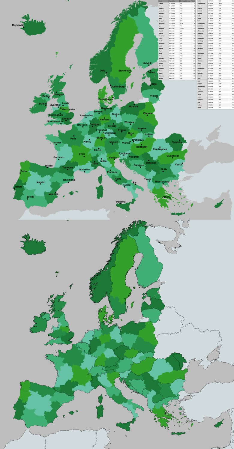 Federacja Europejska z 74 miastami zamiast państw