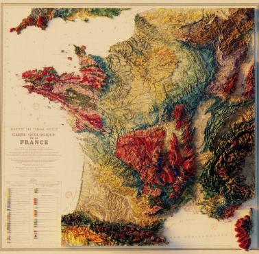 Geologiczna mapa Francji (reliefowa)