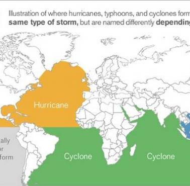 To samo zjawisko, inne nazwy: huragan, tajfun i cyklon