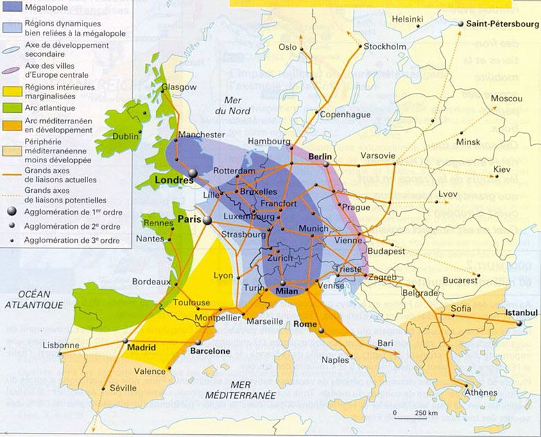 Obszary potencjalnego największego rozwoju w Europie (istnieją obecnie trzy zachodnioeuropejskie)