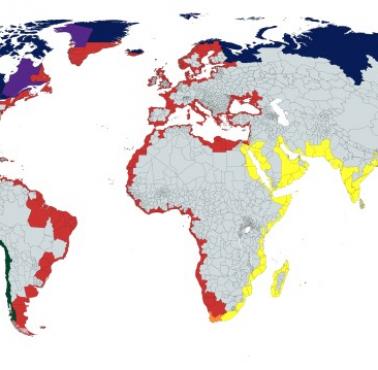 Mapa obszarów na świecie, które mają dostęp do oceanu
