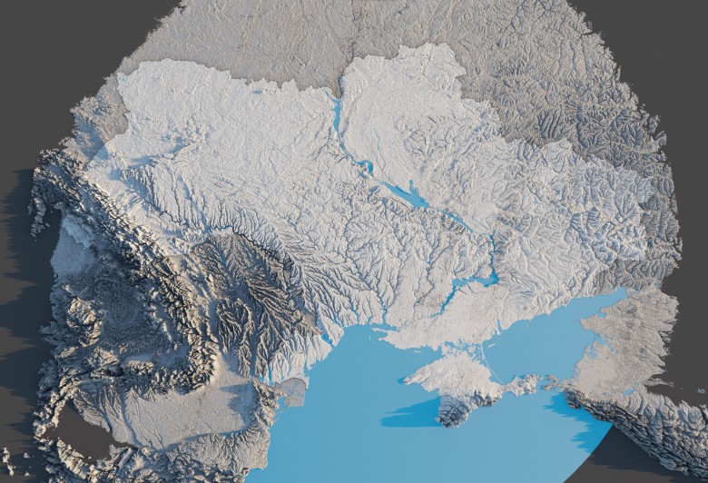 Reliefowa mapa Ukrainy
