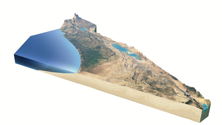 Reliefowa mapa Izraela
