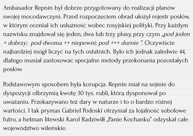 Jak Rosjanie radzili sobie z polską demokracją ambasador rosyjskie w W-wie Mikołaj Repnin, korupcja, a potem już tylko goła siła