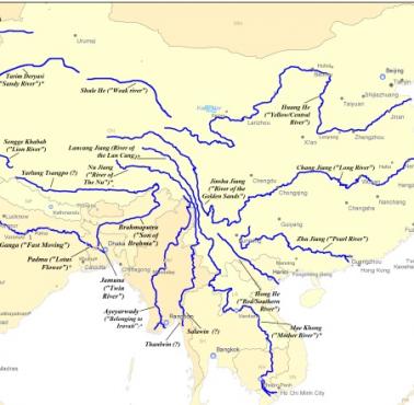 Rzeki, które swoje źródła mają w Tybecie (Tybet, Himalaje)