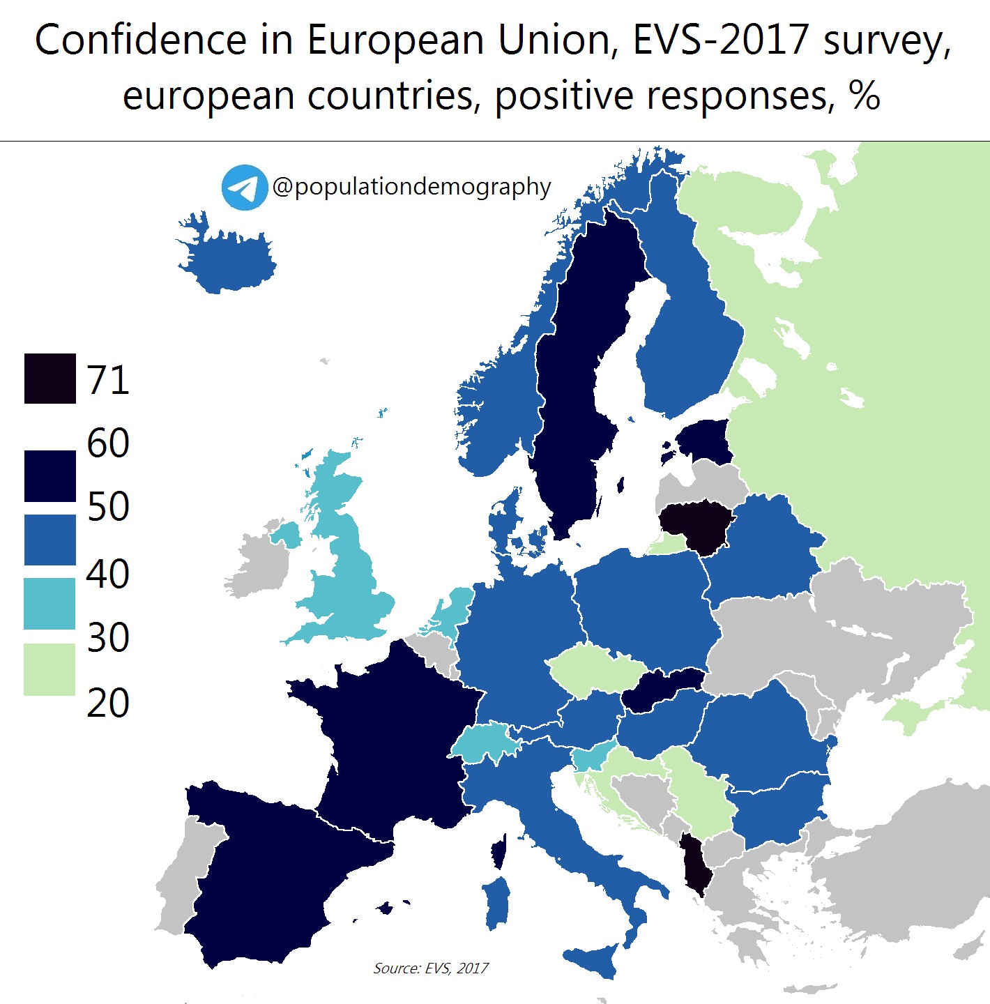 Zaufanie do Unii Europejskiej wśród Europejczyków, badanie EVS-2017
