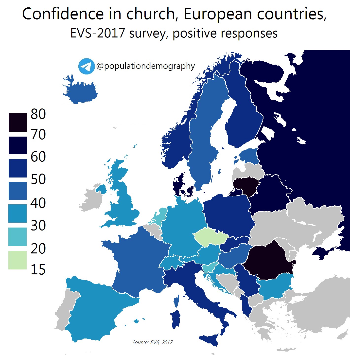 Zaufanie do Kościoła w Europie, 2017