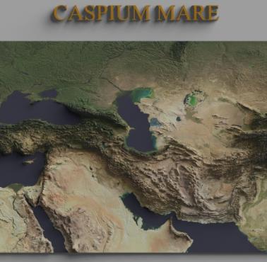 Reliefowa mapa Morza Kaspijskiego, Bliskiego wschodu ...