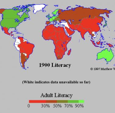 Umiejętność czytania i pisania (analfabetyzm) na świecie w 1900 roku