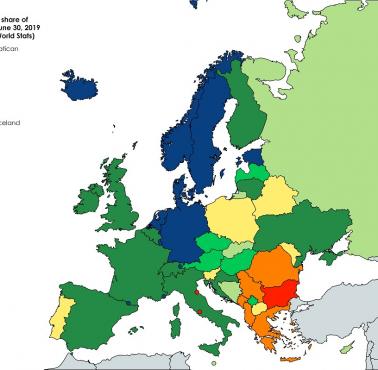 Użytkownicy internetu w Europie, 2019