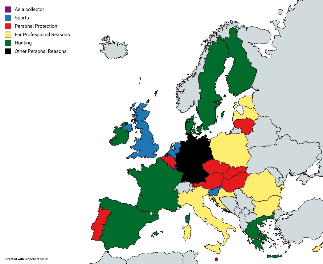 Najczęstsze powody posiadania broni w Europie