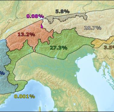Procentowy udział Alp na kraj
