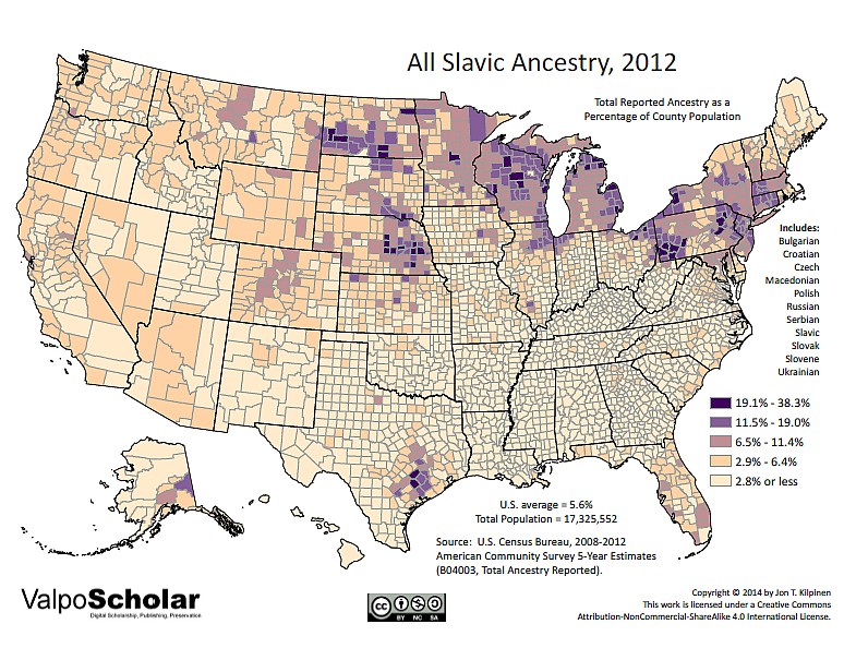 Słowiańskie pochodzenie obywateli USA, 2012