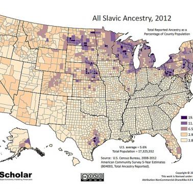 Słowiańskie pochodzenie obywateli USA, 2012