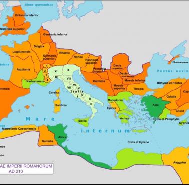 Imperium Rzymskie z prowincjami w 210 roku