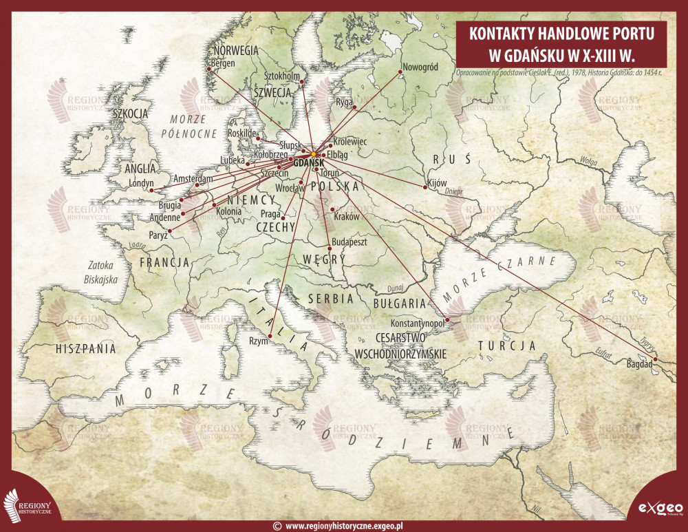 Kontakty handlowe portu w Gdańsku w X-XIII