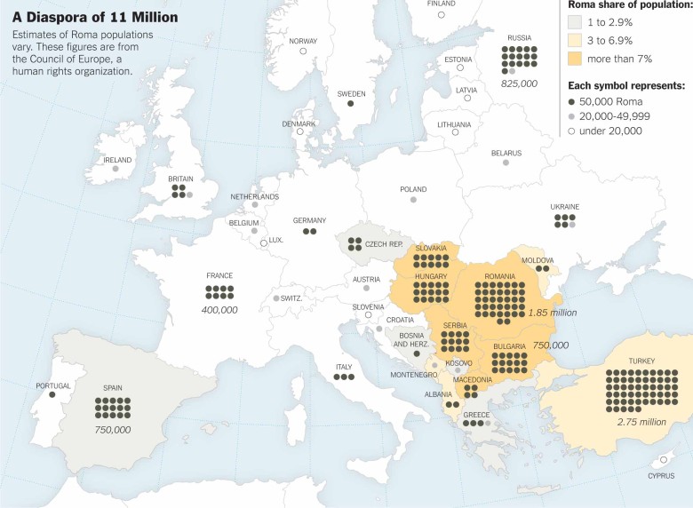 Populacja (diaspora) Romów (społeczność cygańska) w Europie
