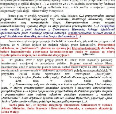 Leszek Balcerowicz realizował w Polsce plan Sorosa-Sachsa, Financial Times 1989