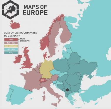 Koszty życia w Europie w porównaniu do Niemiec